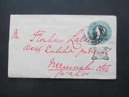 GB Kolonie Indien GA Umschlag Mit Überdruck / Stempel Gwalior Zwei Schlangen Mit Sonnen Rückseitig 2 Stempel - 1902-11 King Edward VII