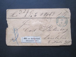 AD Braunschweig Um 1860 / 70 Umschlag Blauer K2 Wolfenbüttel Nach Wanzleben B. Halle Aus Wolfenbüttel Taxquadrat: 285 - Brunswick