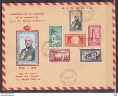 First Day Cover Commemoration Du Centenaire De La Naissance De S.A.S Le Prince Albert 1 - Briefe U. Dokumente