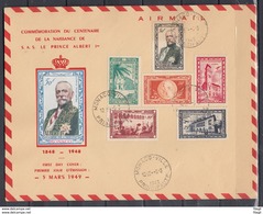 First Day Cover Commemoration Du Centenaire De La Naissance De S.A.S Le Prince Albert 1 - Cartas & Documentos