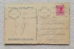 Cartolina Illustrata "Hotel Teminus" Montecarlo Per Bologna (Ita) 1932 - Cartas & Documentos