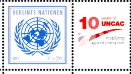ONU Vienne 2013 - Détaché De Feuille De Timbres Perso - PANAMA -10 Years Of UNCAC Conférence Contre La Corruption ** - Ongebruikt