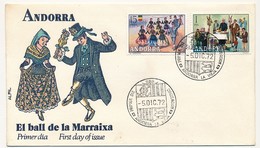ANDORRE => 2 Enveloppes FDC => Costumes Populaires - 5 Déc 1972 - Covers & Documents