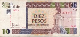 BILLETE DE CUBA DE 10 PESOS CONVERTIBLES DEL AÑO 2006 MAXIMO GOMEZ (BANKNOTE) - Cuba
