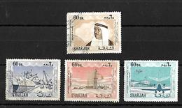 U A E Sharjah Postal Used Stamps 1970 Value 40 Dh, 5Dh,5Dh, 5Dh Anni Of Accession Used. - Sharjah