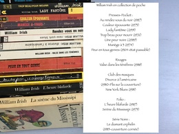 13 Livres De William Irish En Collection De Poche (Presses-Pocket/Rivages/Club Des Masques/Folio & Série Noire) - Wholesale, Bulk Lots