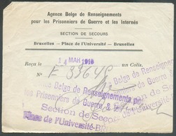 Agence Belge De Renseignements Pour Les Prisonniers De Geurre - Section De Secours - Reçu Du 14 Mars 1916 Avec Griffe Vi - Altri & Non Classificati