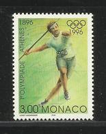 MONACO , 3.00 Frs , Jeux Olympiques D' Atlanta , Lancer Du Javelot En 1898 à Athènes , 1996 , N° YT 2051 , NEUF ** - Unused Stamps