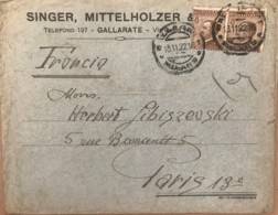 Italie - LSC à En-tete Commercial Singer Mittelholzer - Gallarate 1922 - Maschinenstempel (EMA)