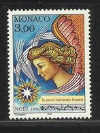 MONACO , 3.00 Frs , Noël , Ange Et Notation Musicale , 1996 , N° YT 2070 , NEUF ** - Unused Stamps