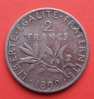 - Semeuse. 2 Francs. 1899 - Argent - - 2 Francs