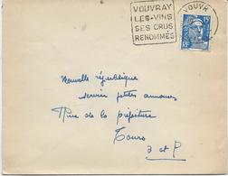 LETTRE OBLITERATION DAGUIN - VOUVRAY LES VINS -SES CRUS RENOMMES -1954 - Sellado Mecánica (Otros)