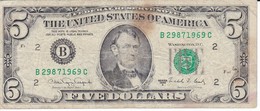BILLETE DE ESTADOS UNIDOS DE 5 DOLLARS DEL AÑO 1988 A LETRA B NEW YORK (BANK NOTE) - Biljetten Van De  Federal Reserve (1928-...)
