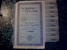 Action Obligation Année 1937  "la Holding Coloniale" Acttion De 100 Francs Au Porteur - G - I