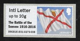 Jersey Post & Go ATM - Flag - Battle Of The Somme Overprint - International Letter 20g MNH - Jersey