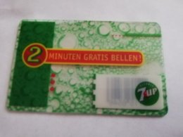 NETHERLANDS PREPAID   ADVERTISING  7UP TRANSPARANT CARD  2MINUTES    Mint  ** 1787** - Privat