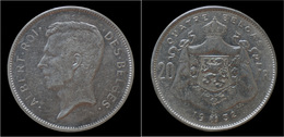 Belgium Albert I 20 Frank (4belga) 1932FR-pos B - 20 Frank & 4 Belgas