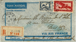 1947- Enveloppe RECC. Par Air-France De BARIA  / COCHINCHINE  Affr.  51 C - Briefe U. Dokumente