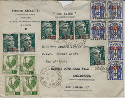 1946 - Enveloppe " Par Avion" D'Alger Pour L'Angleterre " Via B.C.M. 17 "  Superbe Affr. à 19 F. - Covers & Documents