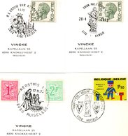 "Vierge Marie - Onze Lieve Vrouw - Noël" - 8 Cachets Spéciaux Différents 1973 Avec Dessin (voir 3 Scan Et Descr) - Commemorative Documents