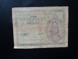 ALGÉRIE : 20 FRANCS   3.2.1943     MetK 10a *, / P 92a      B+ - Algérie