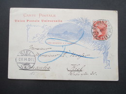 Brasilien 1894 Ganzsache Union Postale Universelle Rio De Janeiro Nach Kiel Mit Ank. Stempel Und Blaustift - Lettres & Documents