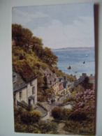 CLOVELLY  Post Card Of An Original Water Colour Drawing By A.R. QUINTON  "From Above" - Clovelly