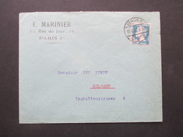 DR / Frankreich Umschlag E. Marinier Paris 1 Mit Französischer Marke ABER Stempel Berlin C Nach Köln Gesendet - Briefe U. Dokumente