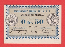 A O F SENEGAL Billet 50 Centimes Decret 11 02 1917 Pick 2 - Senegal