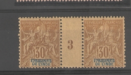 L' Inde Etablissement_  Millésimes _ 1893  N°9 ( Neuf) - Dienstzegels