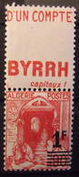 Algérie N° 158A *. 1F/90c. Carnet. Bande Publicitaire Publicité. Double Pub. - Unused Stamps