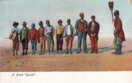 'A Black Guard' Black Americana Theme, Young Black Men In A Line C1900s Vintage Postcard - Black Americana