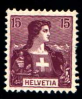 94112) SVIZZERA-1907-17- 15 C.SOGETTI ALLEGORICI MODIFICATO-MNH** - Unused Stamps