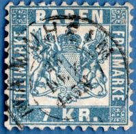 Baden Germany 1868 - 7 Kr Blue 2005.0421 Cancel Mannheim - Bade