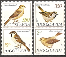 Yugoslavia 1982  MiNr. 1925 - 1928  Jugoslawien Birds Sparrows  4v  MNH**   4.50 € - Moineaux