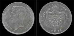 Belgium Albert I 20 Frank (4belga) 1932-VL-pos B - 20 Frank & 4 Belgas