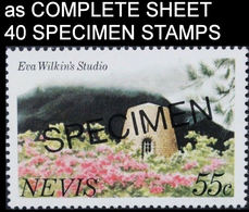 NEVIS 1981 Sugar Mill Art Studio Famous Woman 55c SPECIMEN COMPLETE SHEET:40 Stamps - Agriculture