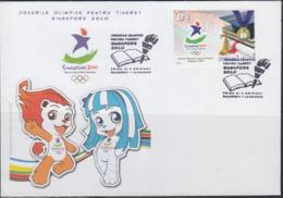 OLYMPICS  - ROMANIA -  2010 - SINGAPORE YOUTH OLYMPICS SET OF 2  ON ILLUSTRATED FDC - Verano 2014 : Singapur (Juegos Olímpicos De La Juventud)