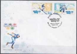 OLYMPICS - MOLDOVA - 2014- SOICHI OLYMPICS  / DOWNHILL & ICE HOCKEY SET OF 2 ILLUSTRATED FDC - Winter 2014: Sochi