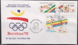 OLYMPICS - TURKISH CYCPRUS - 1992 - BARCELONA  OLYMPICS SET OF 4 ON ILLUSTRATED FDC - Summer 1992: Barcelona