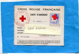 Croix Rouge -Carte D'adhérent Vignette 1961-  Cachet -plus Au Dos Vignette Internationale 3Frs - Croix Rouge