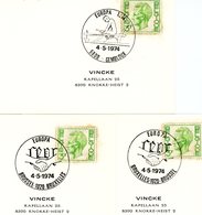EUROPA 1974 : 3 Cachets Spéciaux De Prévente 4-5-1974 : Gembloux - 1020 Bruxelles - 1020 Brussel (voir Scan Et Descr) - Commemorative Documents