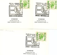 3 Cachets DIFFERENTS De Prévente Robert SCHUMAN 23-3-1974 : Mechelen - 1000 Bruxelles - 1000 Brussel - Gedenkdokumente