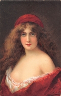 ¤¤  -   ILLUSTRATEUR  Italien "  A. ASTI  "   -  Femme Avec Un Turban Rouge Dans Les Cheveux   -  ¤¤ - Asti