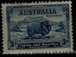 AUSTRALIA 1934 100TH DEATH DAY OF CAPTAIN JOHN MACARTHUR MI No 124 MLH VF !! - Ungebraucht