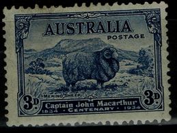 AUSTRALIA 1934 100TH DEATH DAY OF CAPTAIN JOHN MACARTHUR MI No 124 MLH VF !! - Neufs