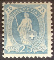 Suisse HELVETIA  1906: 13 Vertikalzähne Dents WZ I Zu 93A Mi 81C Yv 94a  - 25c Blau * Falz  Charnière MLH (Zu CHF 10.00) - Neufs