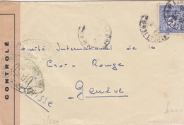 LETTRE. 12 3 45. ARC DE TRIOMPHE 4Fr SEUL. N° 627. POUR GENEVE SUISSE. BANDE CENSURE - 1944-45 Triomfboog