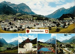 SCHWANDEN Panorama Blick Ab Tannenberg Schwimmbad Pulverturm Schwanden Gegen Süden - Schwanden