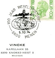 Thema "avion" - Cachet Spécial Prévente "100 Ans UPU" : Menen 5-10-1974 - Gedenkdokumente